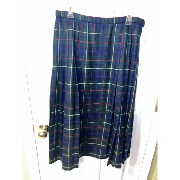 Pendleton Signature Pleated Skirt Womens Sz 14 Plaid Wool Tartan Preppy Academia - Picture 6 of 6